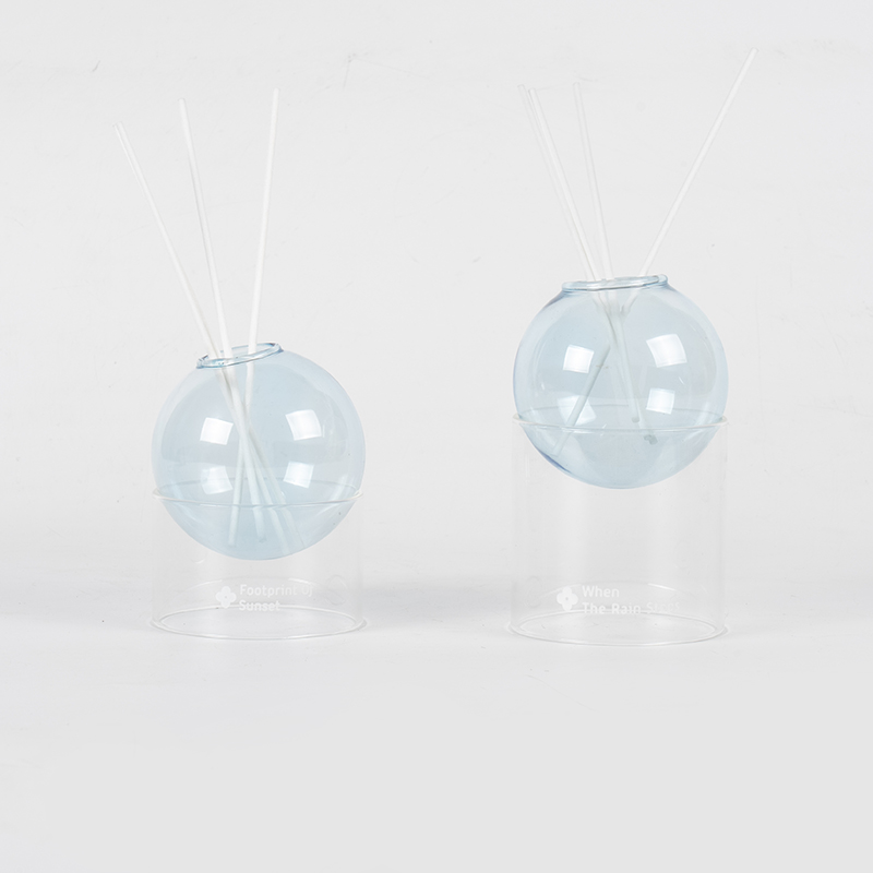 Dasar kaca bening, aromaterapi bergaya diffuser buluh jenis bola kaca