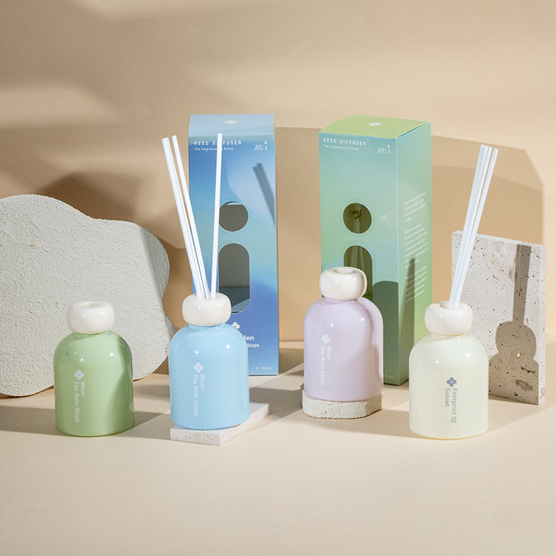 Diffuser beraroma reed diffuser botol bulat kaca eden pastel untuk produsen reed diffuser rumahan