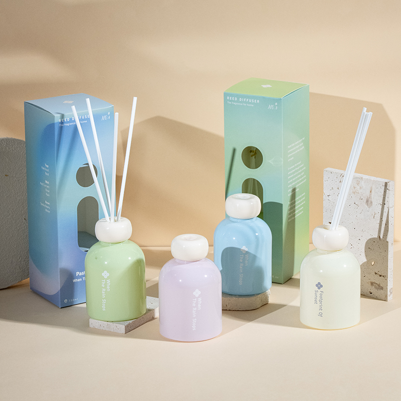 Diffuser beraroma reed diffuser botol bulat kaca eden pastel untuk produsen reed diffuser rumahan