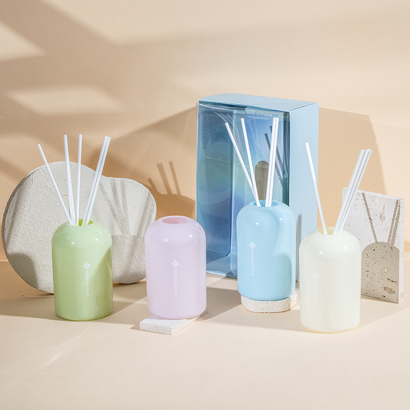 Kaca transparan bulat botol reed diffuser tinggi yang mudah menguap-aromaterapi penataan volume besar