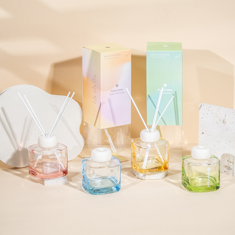 Botol parfum kaca bening persegi reed diffuser-aroma diffuser factory