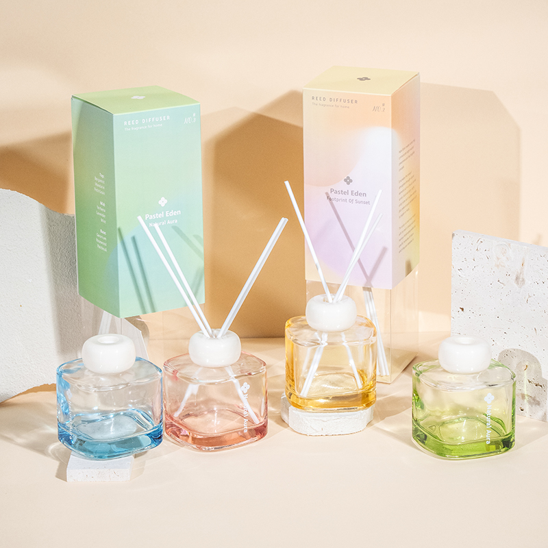 Botol parfum kaca bening persegi reed diffuser-aroma diffuser factory