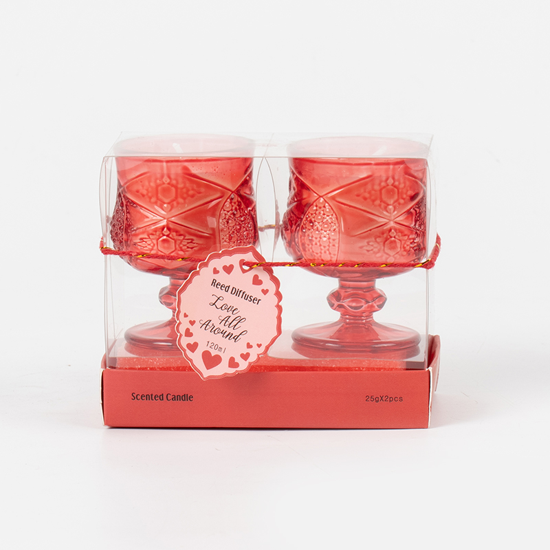 Lilin beraroma cangkir gaya klasik Valentine 2 buah set-produsen set lilin kedelai ramah lingkungan ogranic