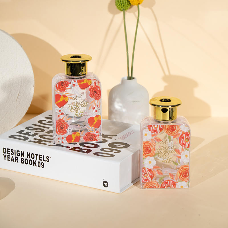 Botol kaca persegi tinggi Valentine reed diffuser-koleksi valentine minyak premium