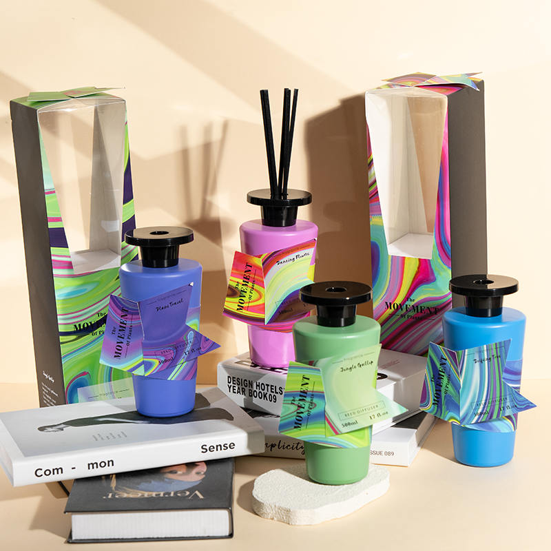 Botol parfum bulat kaca bening kerucut reed diffuser-pembuatan diffuser rumah